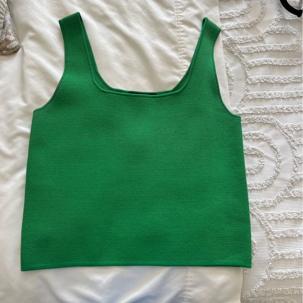 House of Harlow 1960 Green Fitted Crop Tank Top